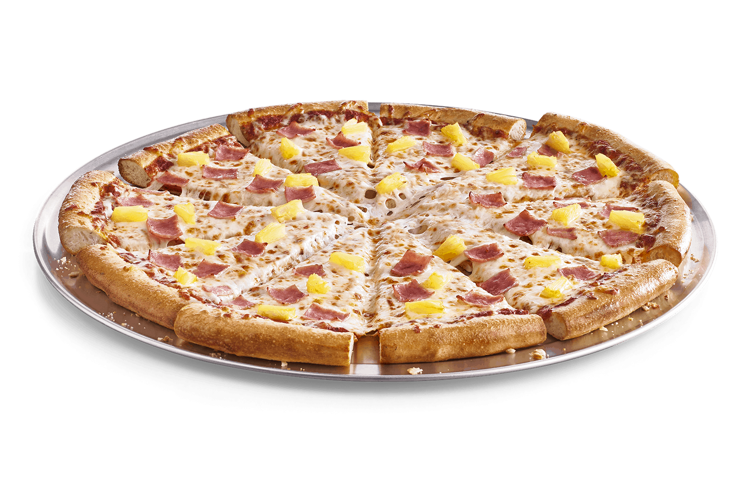 pineapple pizza on an oven sheet